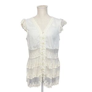 Adiva sheer lace cap sleeve‎ top
